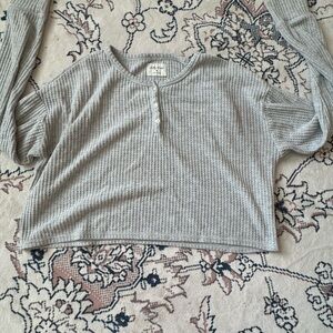 Gilly Hicks Long Sleeve Cropped Waffle Top